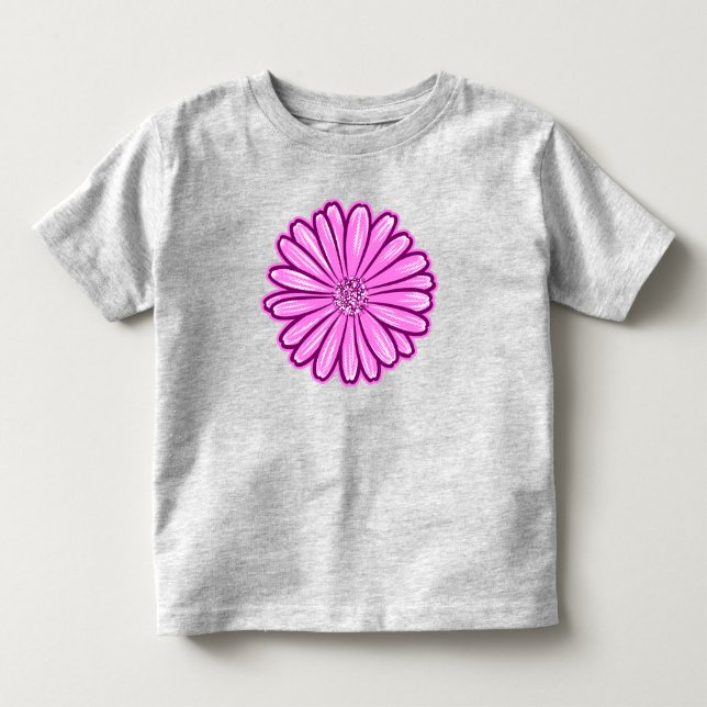 Camiseta Linda Flor de Margarida, Ilustração de Meio-Tons (Frente)