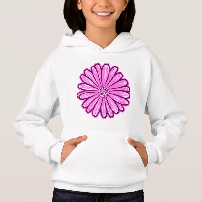 Camiseta Linda Flor de Margarida, Ilustração de Meio-Tons (Frente)