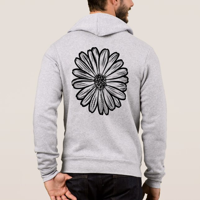 Camiseta Linda Flor de Margarida, Ilustração de Meio-Tons (Verso)