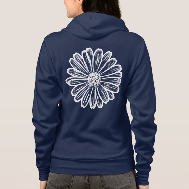 Camiseta Linda Flor de Margarida, Ilustração de Meio-Tons (Verso)
