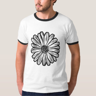 Camiseta Linda Flor de Margarida, Ilustração de Meio-Tons