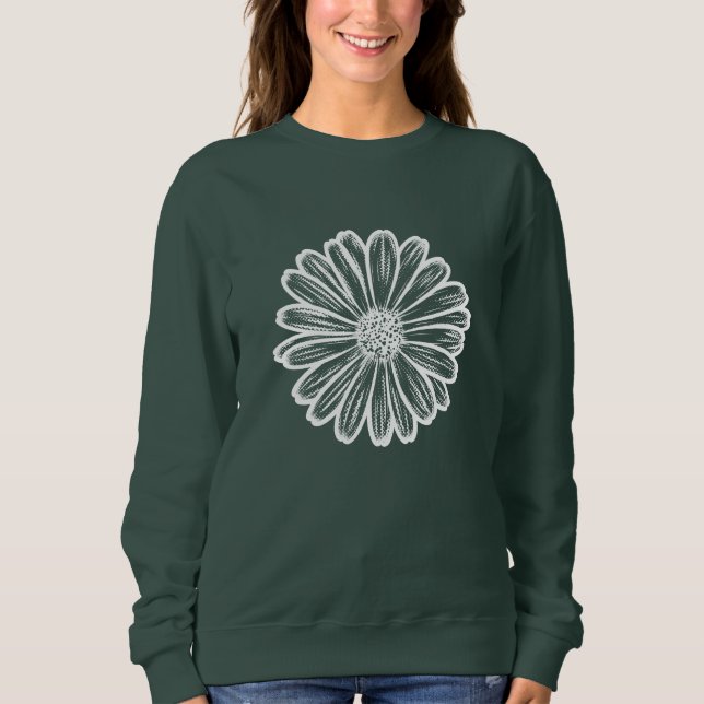 Camiseta Linda Flor de Margarida, Ilustração de Meio-Tons (Frente)
