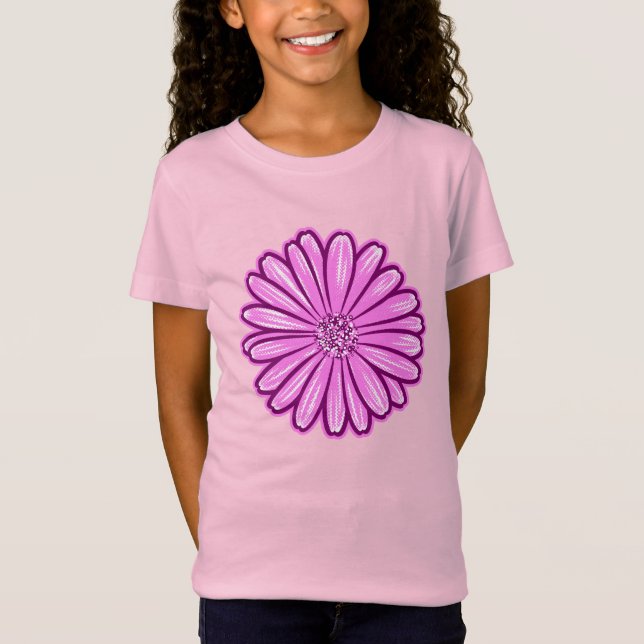 Camiseta Linda Flor de Margarida, Ilustração de Meio-Tons (Frente)