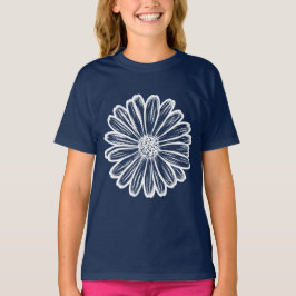 Camiseta Linda Flor de Margarida, Ilustração de Meio-Tons