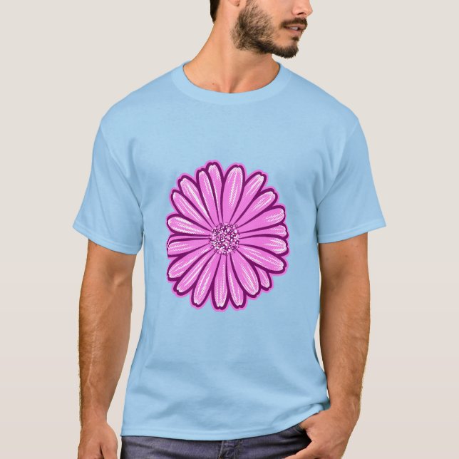 Camiseta Linda Flor de Margarida, Ilustração de Meio-Tons (Frente)