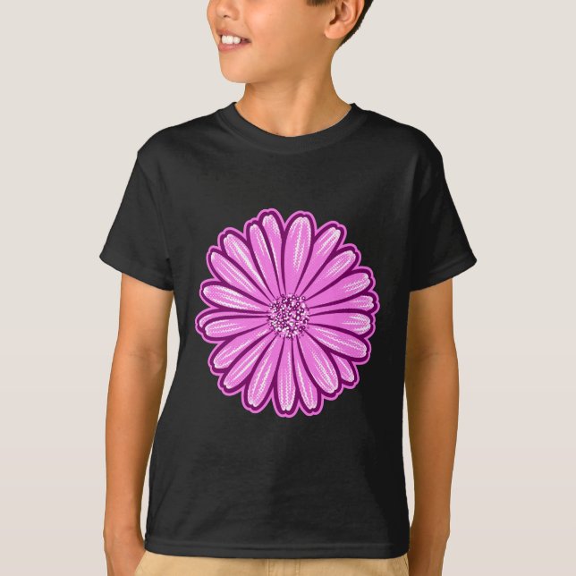 Camiseta Linda Flor de Margarida, Ilustração de Meio-Tons (Frente)