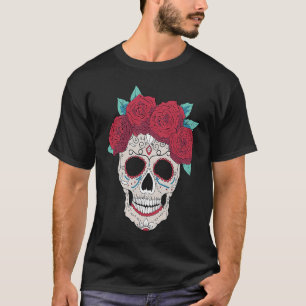 Camiseta Linda Flor de Um Crânio Morto feminino