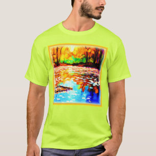 Camiseta Linda Floresta Laranja Brilhante Colorida. Comprar