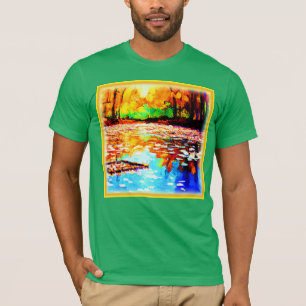 Camiseta Linda Floresta Laranja Brilhante Colorida. Comprar