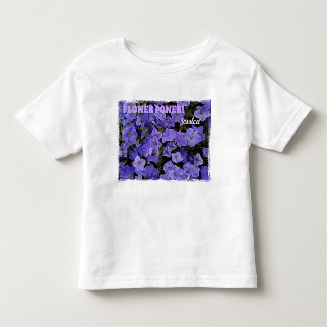Camiseta Linda força azul violeta Petunias (Frente)