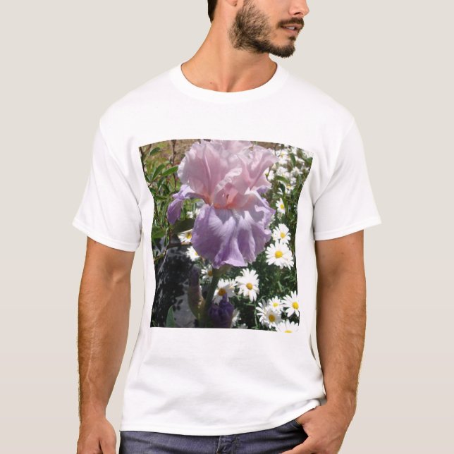 Camiseta Linda Foto floral da Flor Roxo Iris (Frente)