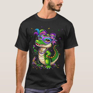 Camiseta Linda Garota Fantasia de Jacaré de Carnaval Mardi
