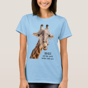 Camiseta Linda Girafa SORRISO Citação Divertida Moderna Luz
