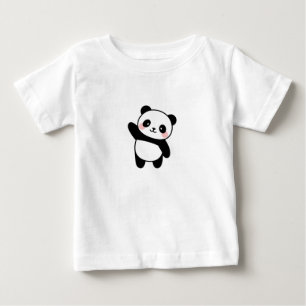 Camiseta Linda Ilustração de Panda Pequeno Acenando Kawaii
