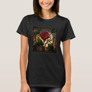 Camiseta Linda ilustração de Rosas Realista de Vidro Obtido