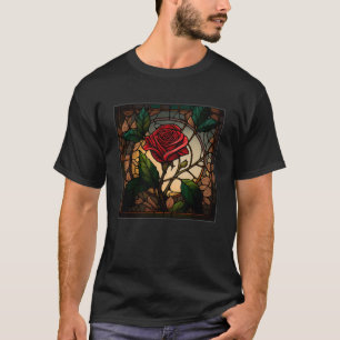 Camiseta Linda ilustração de Rosas Realista de Vidro Obtido