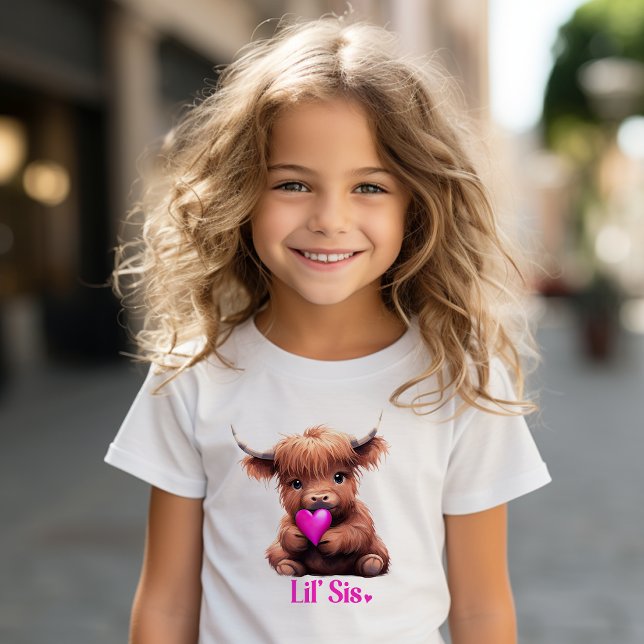 Camiseta Linda Irmãzinha Vaca Bebê Rosa (Criador carregado)