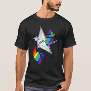 Camiseta Linda Lgbt Papel De Bandeira Gruas Origami Rainbow