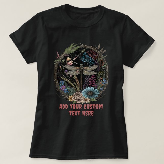Camiseta Linda Libélula Flor silvestre, Amantes de Libélula (Frente do Design)