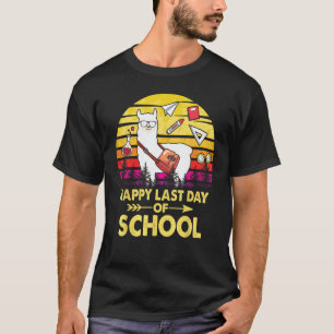 Camiseta Linda Llama Vintage Feliz Último Dia De Aula
