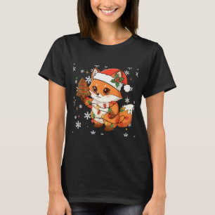 Camiseta Linda Luzes de Árvore de Bolo de Guaxinim Engraçad