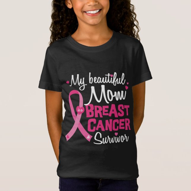 Camiseta Linda Mãe Câncer Da Mama Sobrevivente Filho (Frente)