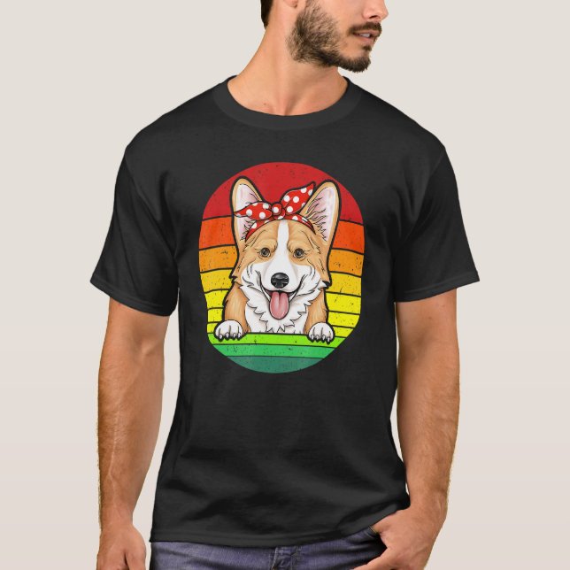 Camiseta Linda Mãe Corgi Bolinhas Vermelhas Cachorro Retrô  (Frente)