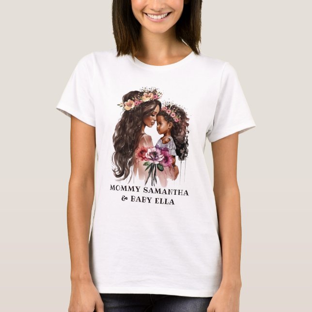 Camiseta Linda mãe negra e filha (Frente)