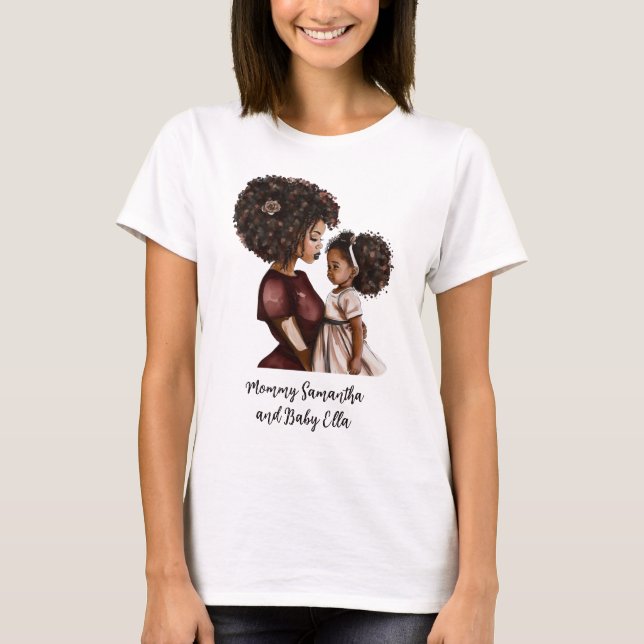 Camiseta Linda mãe negra e filha (Frente)