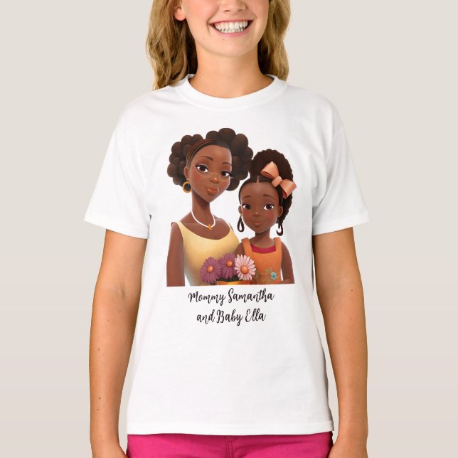 Camiseta Linda mãe negra e filha (22) (Frente)