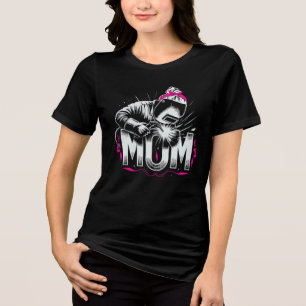 Camiseta Linda Mãe Soldadora Rosa Fofo Batendo Um Arco Femi