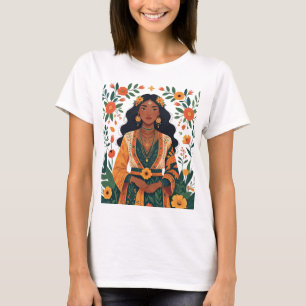 Camiseta Linda Menina Apresentando Tons Terrenos