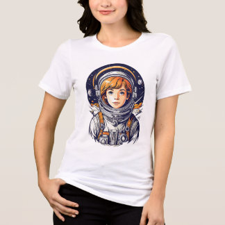 Camiseta Linda menina astronauta no espaço