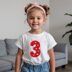 Camiseta Linda Menina de Terceiro Aniversário Corações Ve