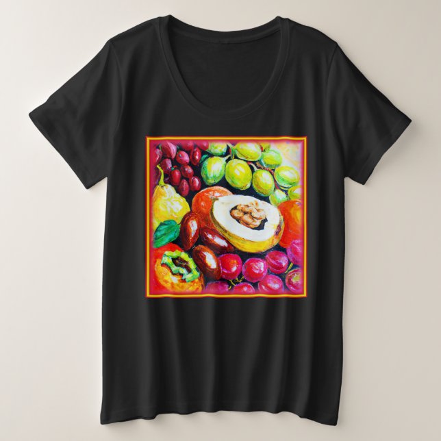 Camiseta Linda Mistura de Pintura de Fruta de Uvas. Comprar (Frente do Design)