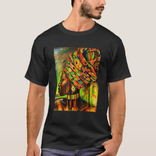 Camiseta Linda mulher africana Kente Pattern African Ar