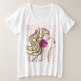 Camiseta Linda Mulher Arte em Uma Linha