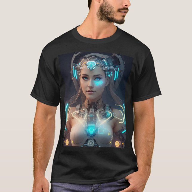 Camiseta Linda mulher brilhando Cyborg (Frente)