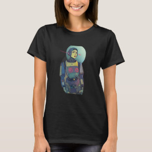 Camiseta Linda Mulher Em Um Traje Espacial Cyberpunk Dreamy