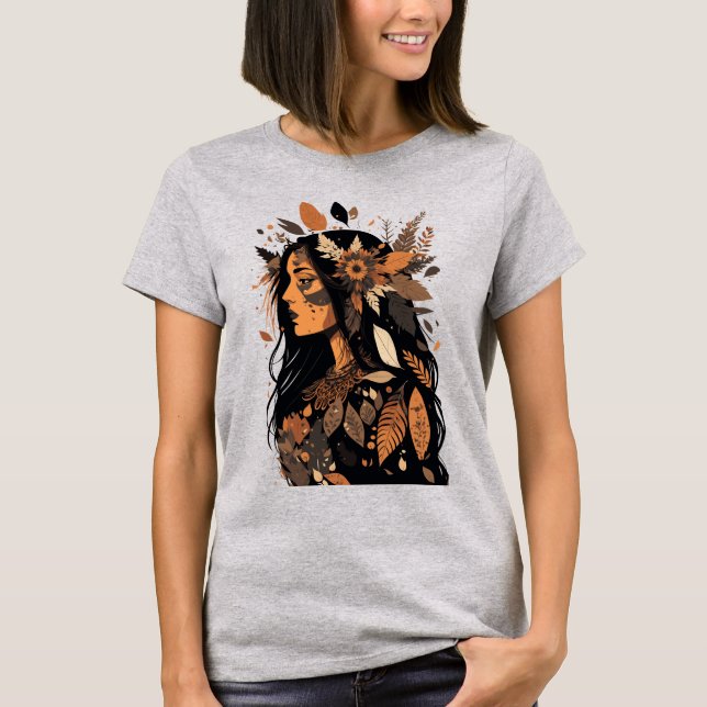Camiseta Linda Mulher Nativa Americana Pinta (Frente)
