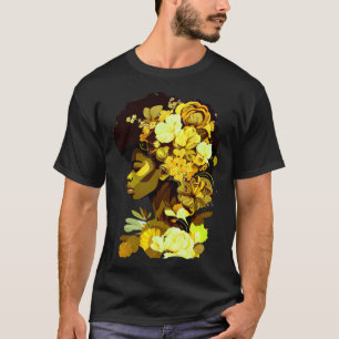 Camiseta Linda Mulher Negra Afro Rainha Africana Amarelo Fl