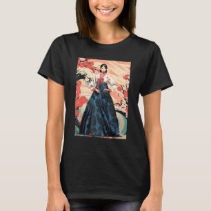 Camiseta Linda mulher sul-coreana Vestindo Hanbok Seoul