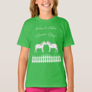 Camiseta Linda Namorada Branca Cavalos Costura
