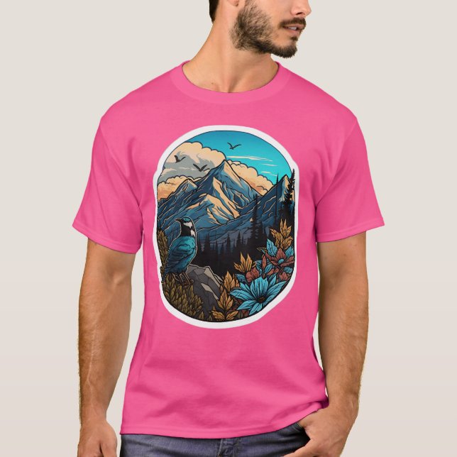 Camiseta Linda Natureza, Montanhas Ativas (Frente)