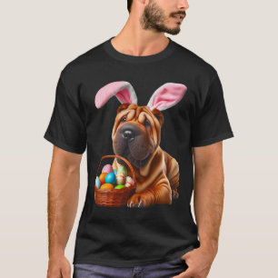 Camiseta Linda orelha de coelho do cão Shar-pei chinês ovo