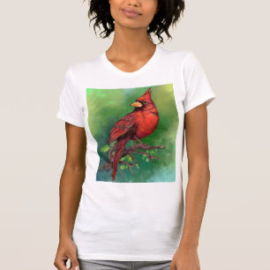 Camiseta Linda pintura de pássaro vermelho Norte 