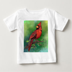 Camiseta Linda pintura de pássaro vermelho-Norte
