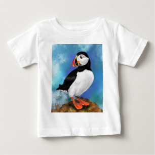 Camiseta Linda pintura de pássaros do Atlântico Puffin Mi