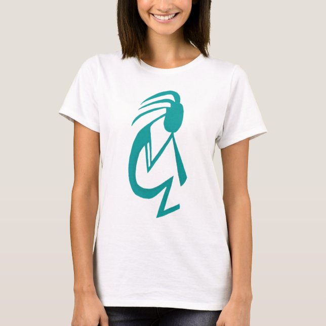Camiseta Linda pintura Teal Kokopelli (Frente)