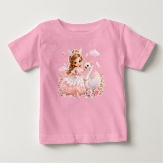 Camiseta Linda Princesa Cisne Rosa Conto de Fadas